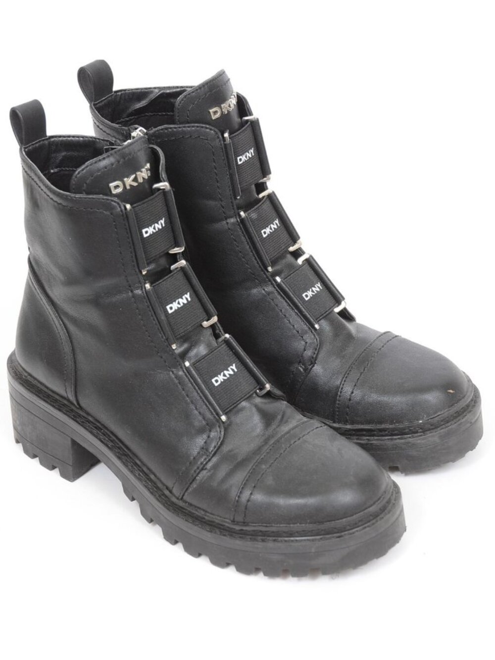 DKNY Barrett Women's 7.5 Moto Combat Boots Goth Grunge Punk Bootie Vegan Leather